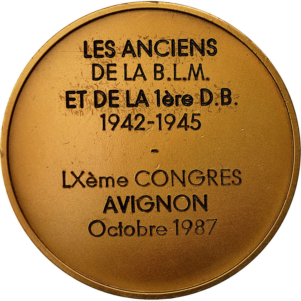 Francia, medalla, 1ère Division Blindée, 60ème Congrès d'Avignon, 1987, EBC