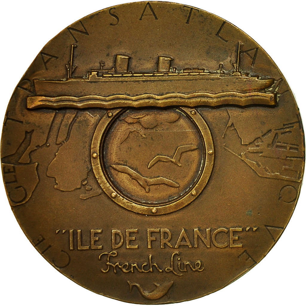 France, Medal, Compagnie Générale Transatlantique, Ile-de-France, Renard