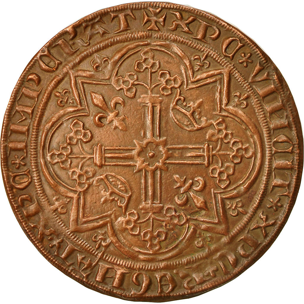 France, Médaille, Reproduction du Franc à Pied, Charles V, 1968, SPL, Cuivre