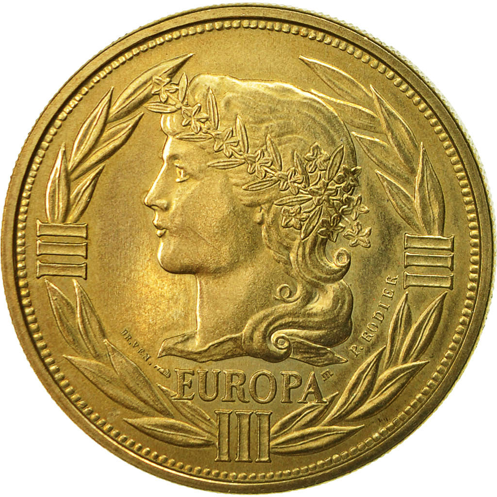 France, Medal, Ecu Europa, Marianne, 1992, Rodier, MS(63), Gilt Bronze