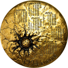 France, Medal, Calendrier, Femme nue et Taureau, Europe, 1994, Mayot, AU(55-58)