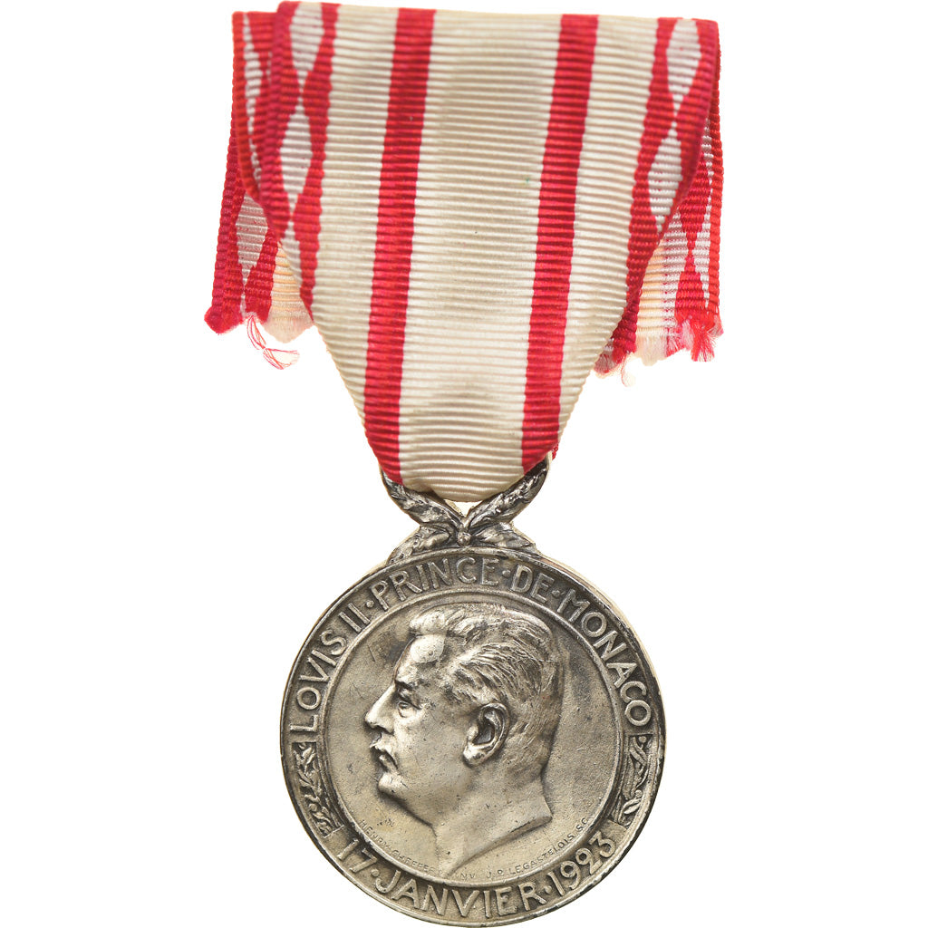 Monaco, Louis II, Honneur et Travail, Medal, 1923, Excellent Quality