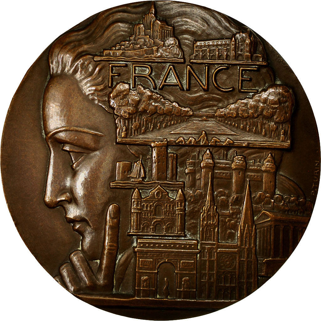 Frankrijk, Medaille, France, Les Monuments Historiques, Turin, PR, Bronze