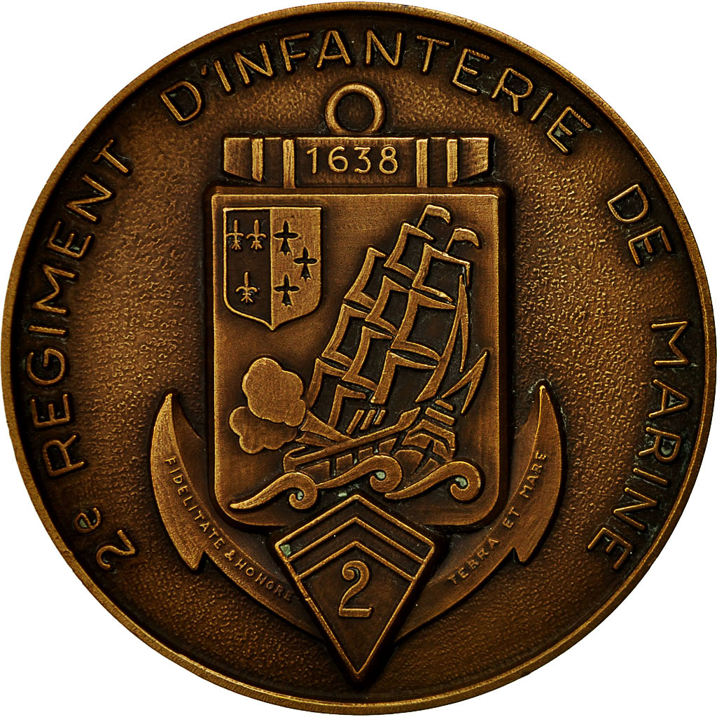 France, Medal, 2ème Régiment d'Infanterie de Marine, AU(55-58), Bronze