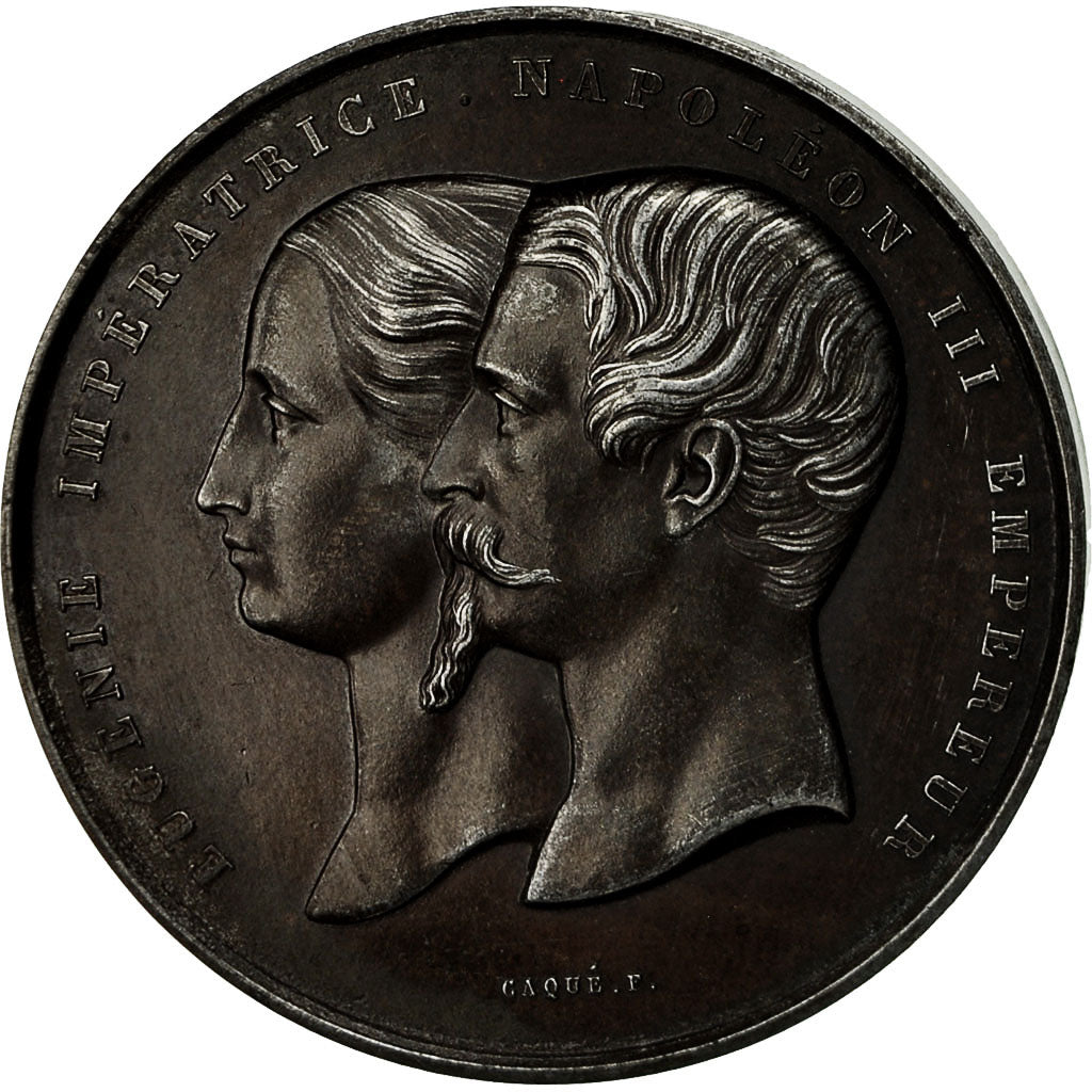 France, Médaille, Napoléon III et Eugénie, Palais de l'Industrie, Caqué