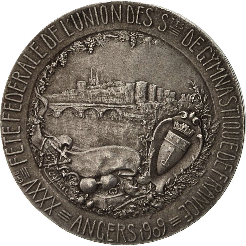 France, Medal, Union des Sociétés de Gymnastique, Angers, 1909, L'Hoest