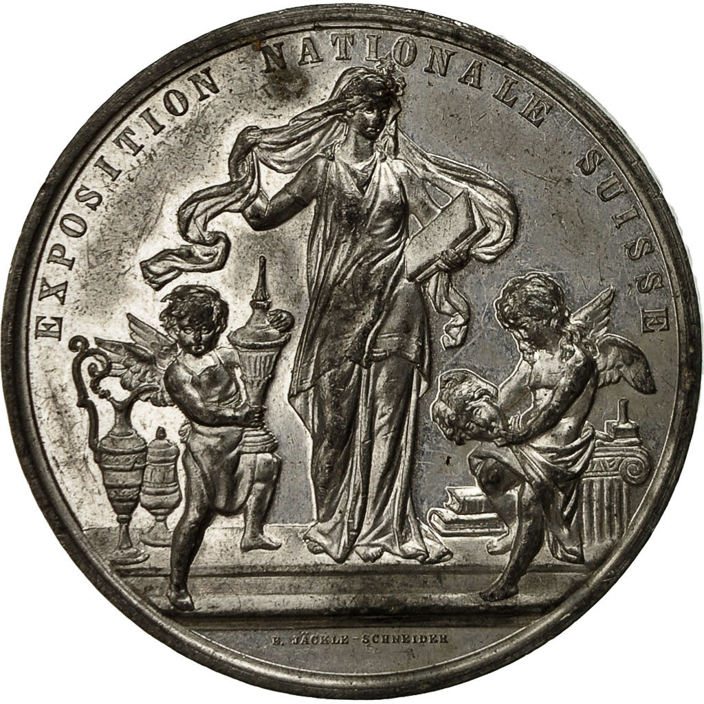Schweiz, Medaille, Exposition Nationale Suisse, Zurich, 1883, Jäckle, SS+, Zinc