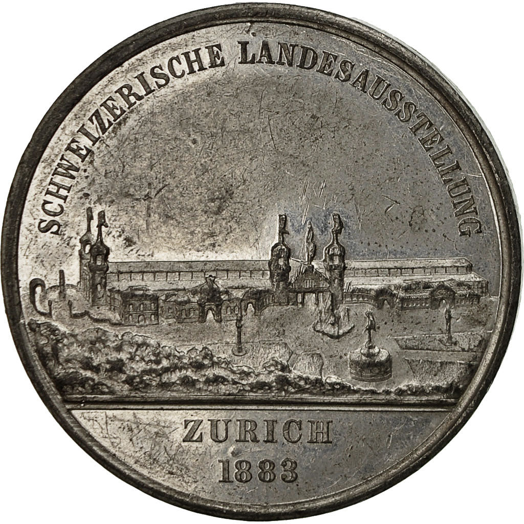 Schweiz, Medaille, Exposition Nationale Suisse, Zurich, 1883, Jäckle, SS+, Zinc