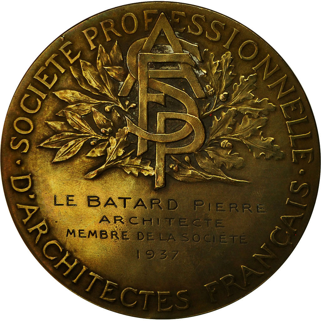 France, Medal, Société Professionnelle d'Architecte Français, 1937, Rasumny