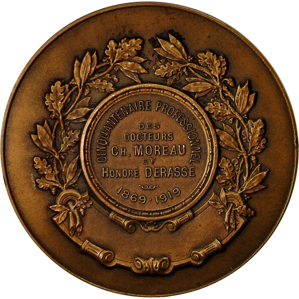 France, Medal, Cinquantenaire Professionnel des Docteurs, 1919, Magdelaine