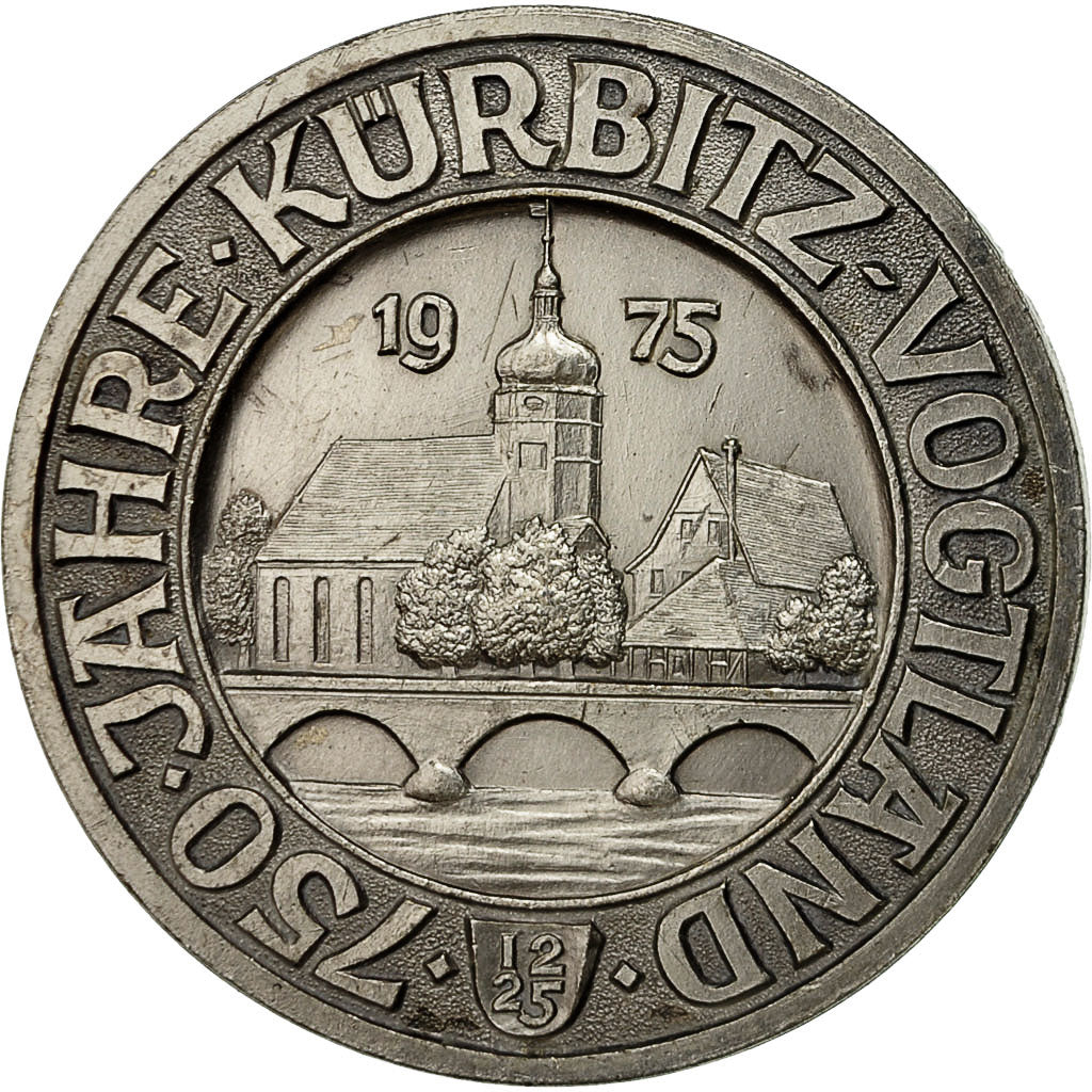 Allemagne, Médaille, 750 Jahre-Kürbitz-Vogtland, 1975, SPL, Silvered bronze