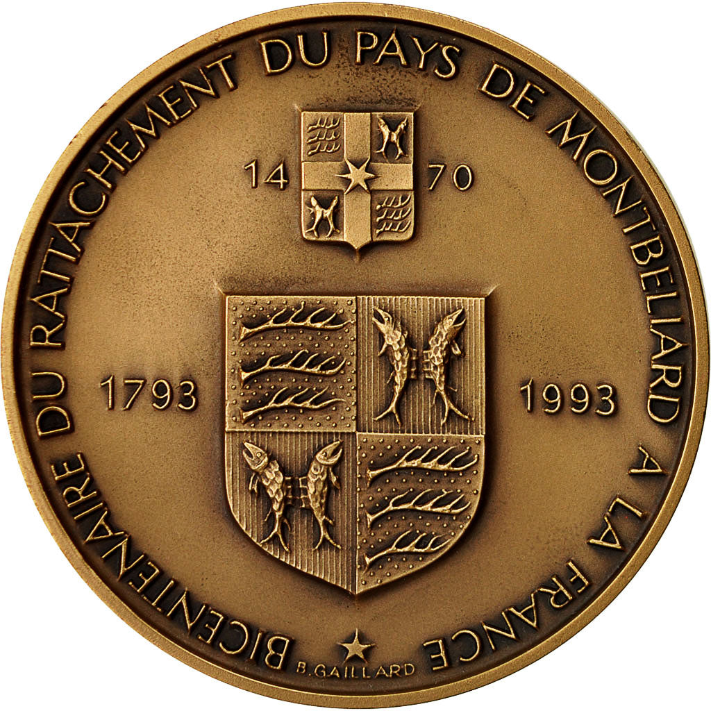 France, Medal, Pays de Montbéliard, 1993, Gaillard, MS(64), Bronze