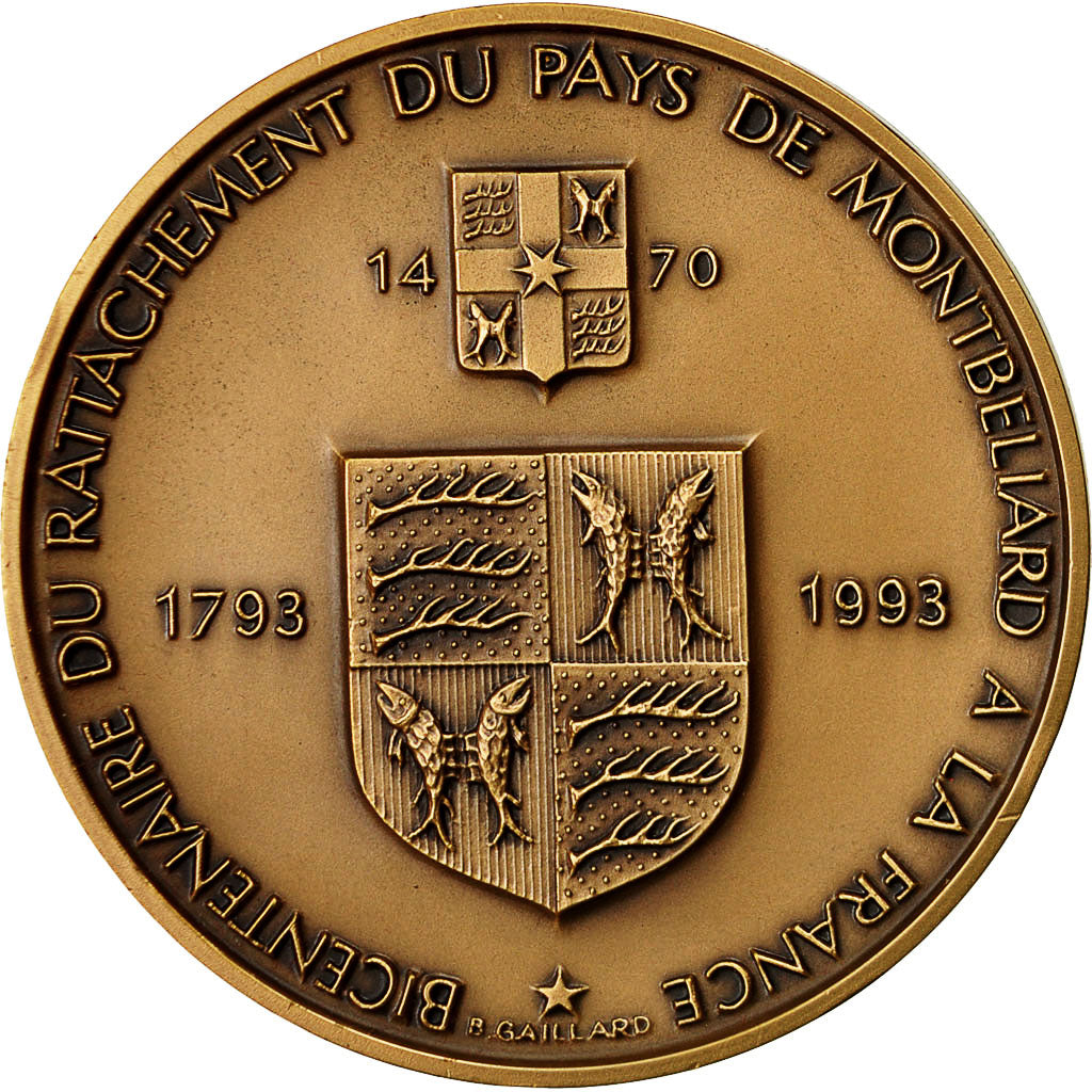 France, Medal, Pays de Montbéliard, 1993, Gaillard, MS(60-62), Bronze