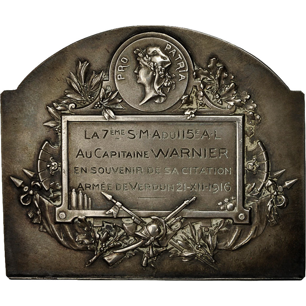 Frankreich, Medaille, Hommage au Capitaine Warnier, Armée de Verdun, 1916