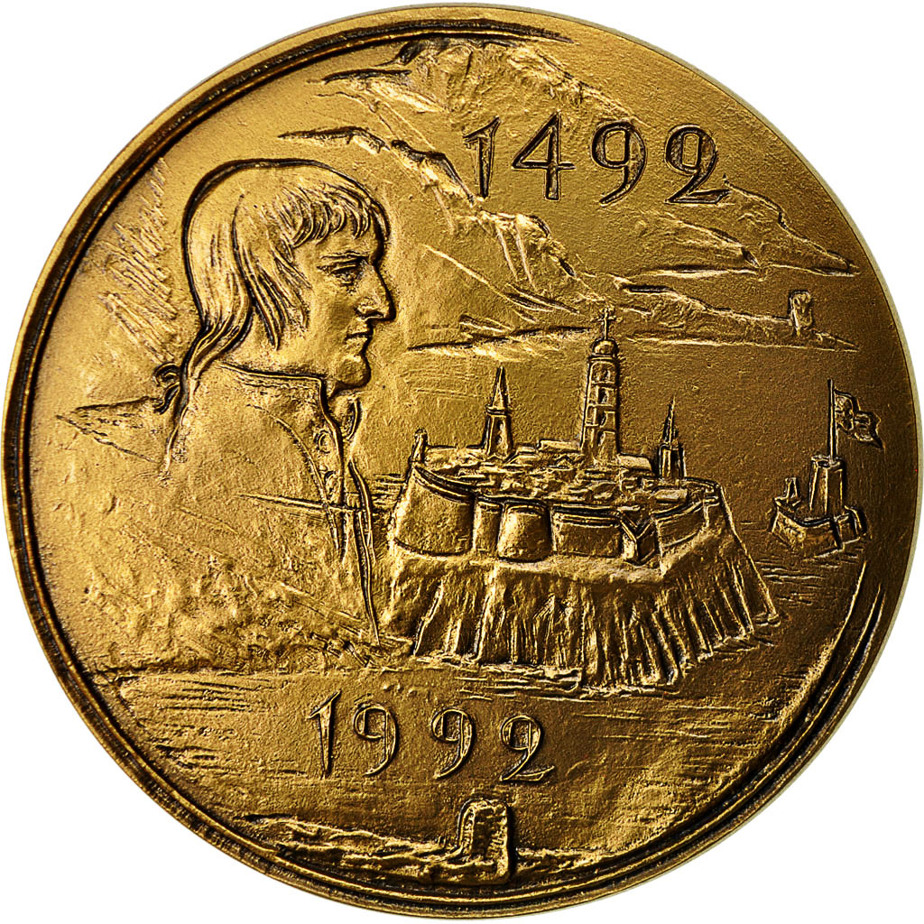 Francia, medalla, Ajaccio, Cinq Siècle d'Histoire, 1992, Corbin, SC+, Bronce