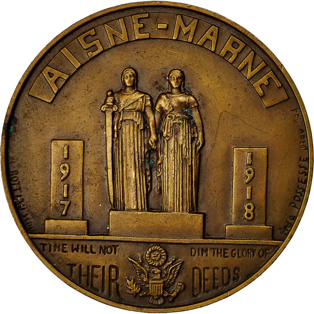 France, Médaille, Château-Thierry, Monument Américain, Possesse, TTB+, Bronze