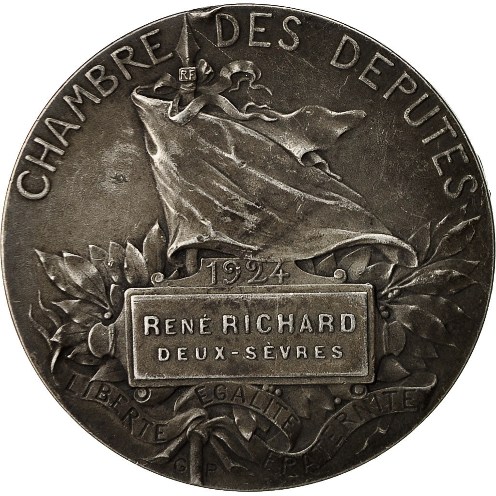 France, Medal, Chambre des Députés, Marianne, 1924, Prud'homme.G, AU(55-58)