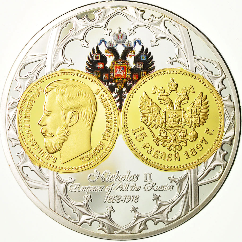 France, Medal, Nicolas II, Empereur de Russie, MS(64), Copper Plated Silver