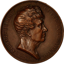 France, Médaille, Rouget de lisle, Auteur de la Marseillaise, 1833, Rogat, TB+