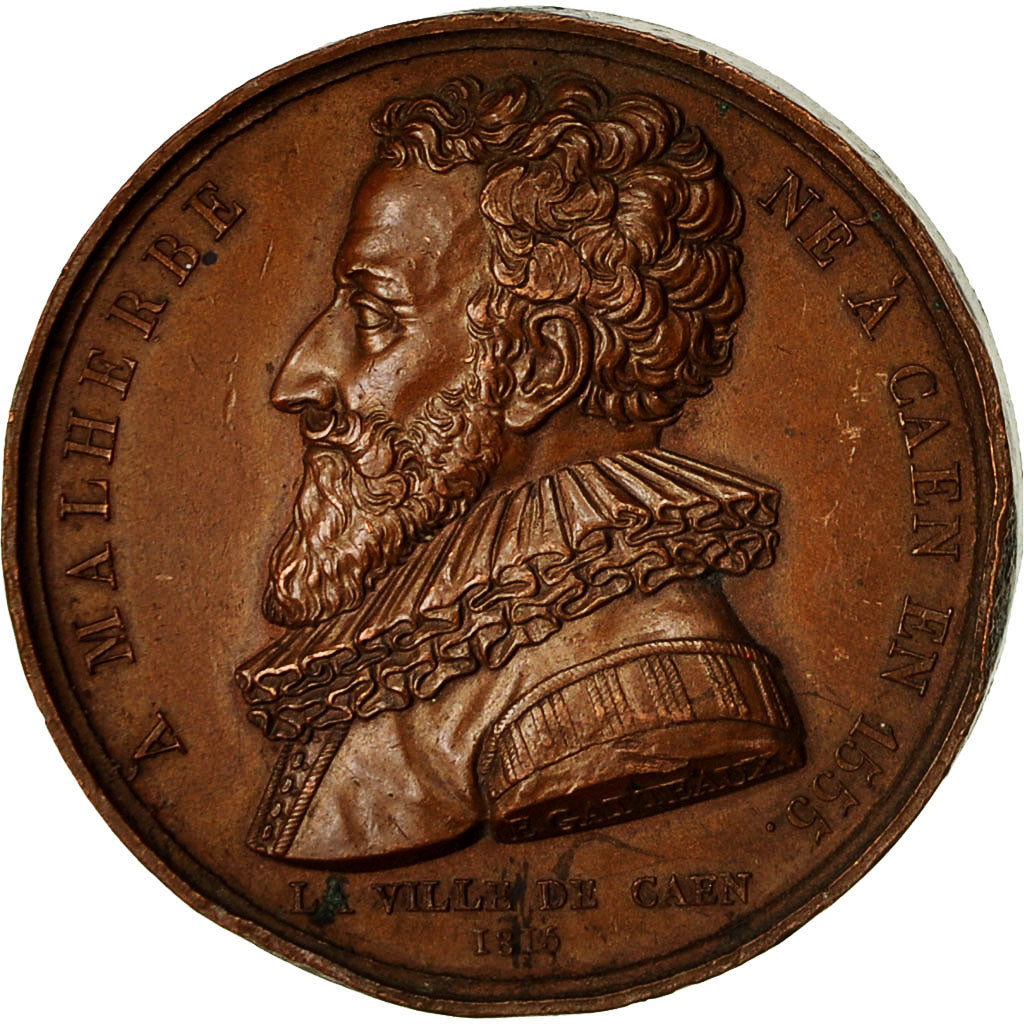 France, Médaille, A.Malherbe, Caen, Arts & Culture, 1815, TTB, Bronze