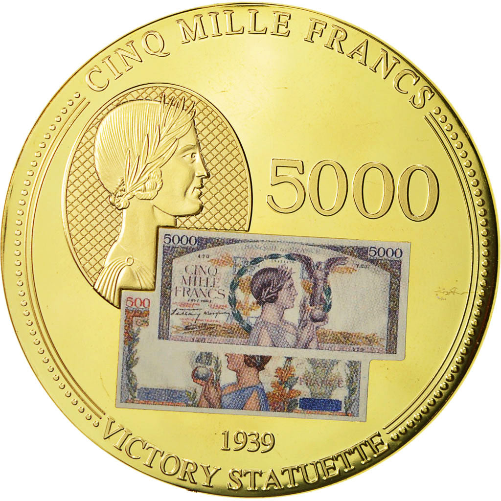 France, Medal, Les Anciens Francs, billet de 5000 Francs Victoire, 2009, MS(64)