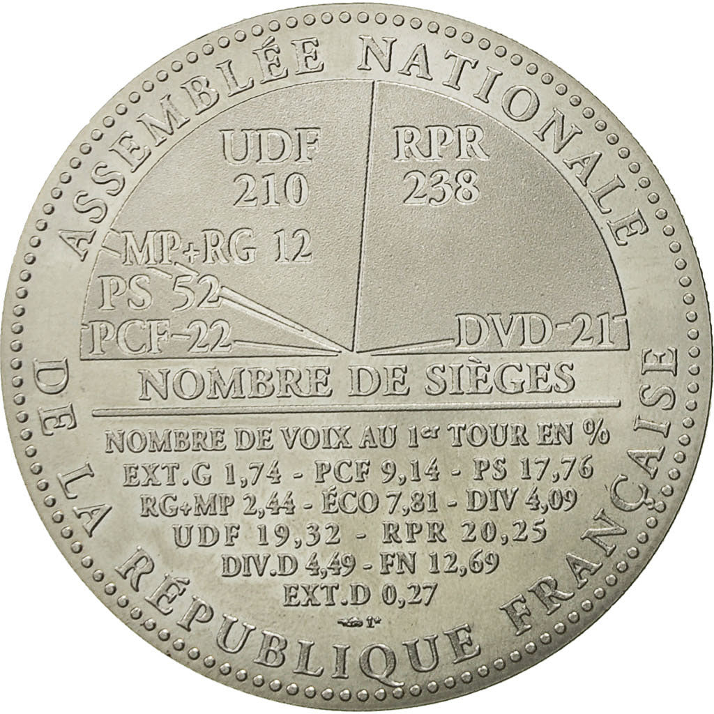 Francia, medaglia, Elections Législatives, 1993, SPL+, Argento