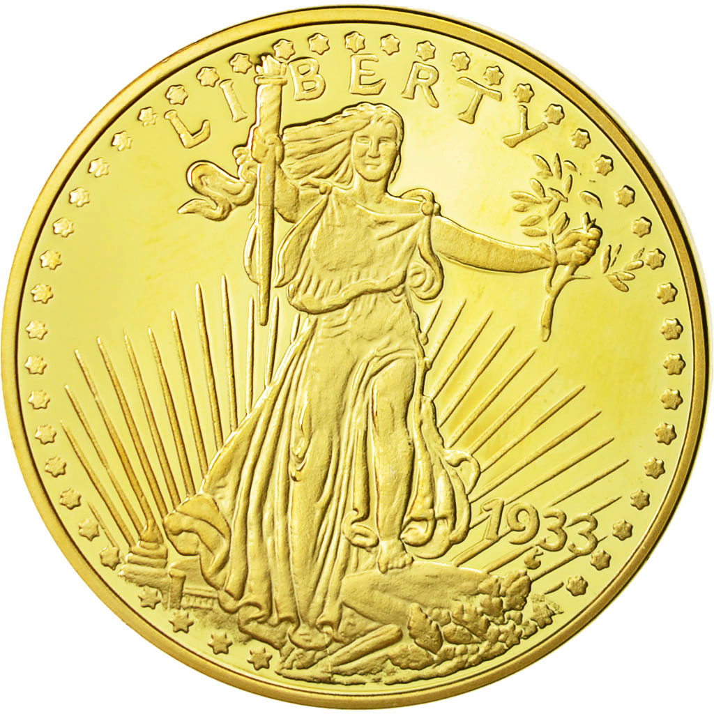 France, Medal, Reproduction Twenty Dollars Liberty, 2003, MS(65-70), Copper Gilt