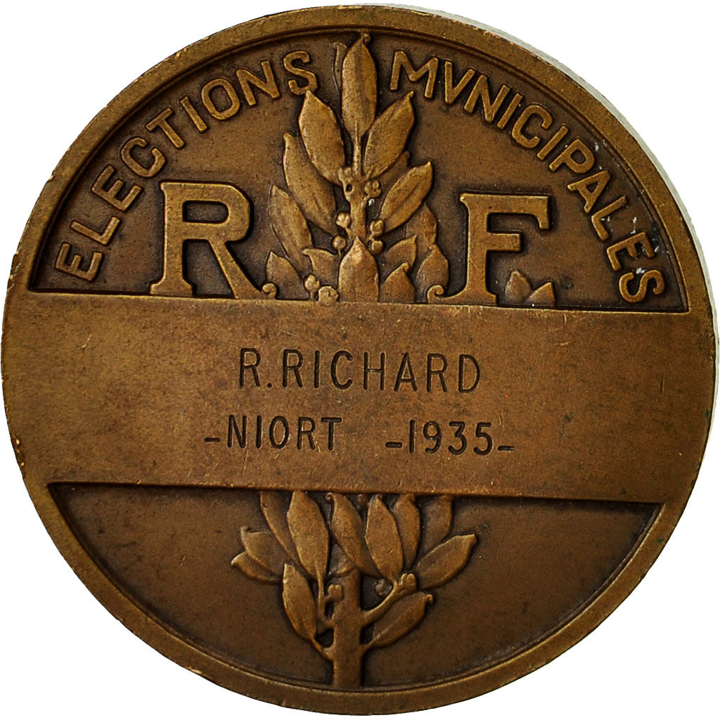 France, Médaille, Elections Municipales de Niort, 1935, Morlon, TTB, Bronze