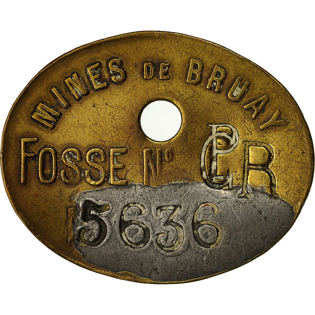 Francia, Token, Mines de Bruay, Jeton de Fosse N° CPR, BB+, Rame