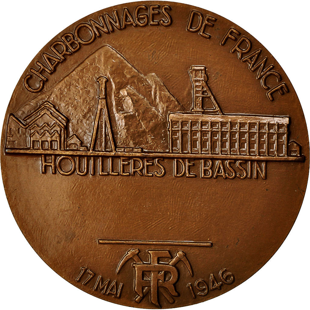 France, Medal, Mines, Charbonnages de France, 1985, Delannoy, MS(63), Bronze
