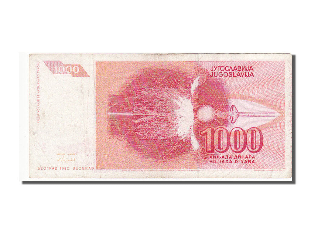 Banknote, Yugoslavia, 1000 Dinara, 1992, AU(50-53)