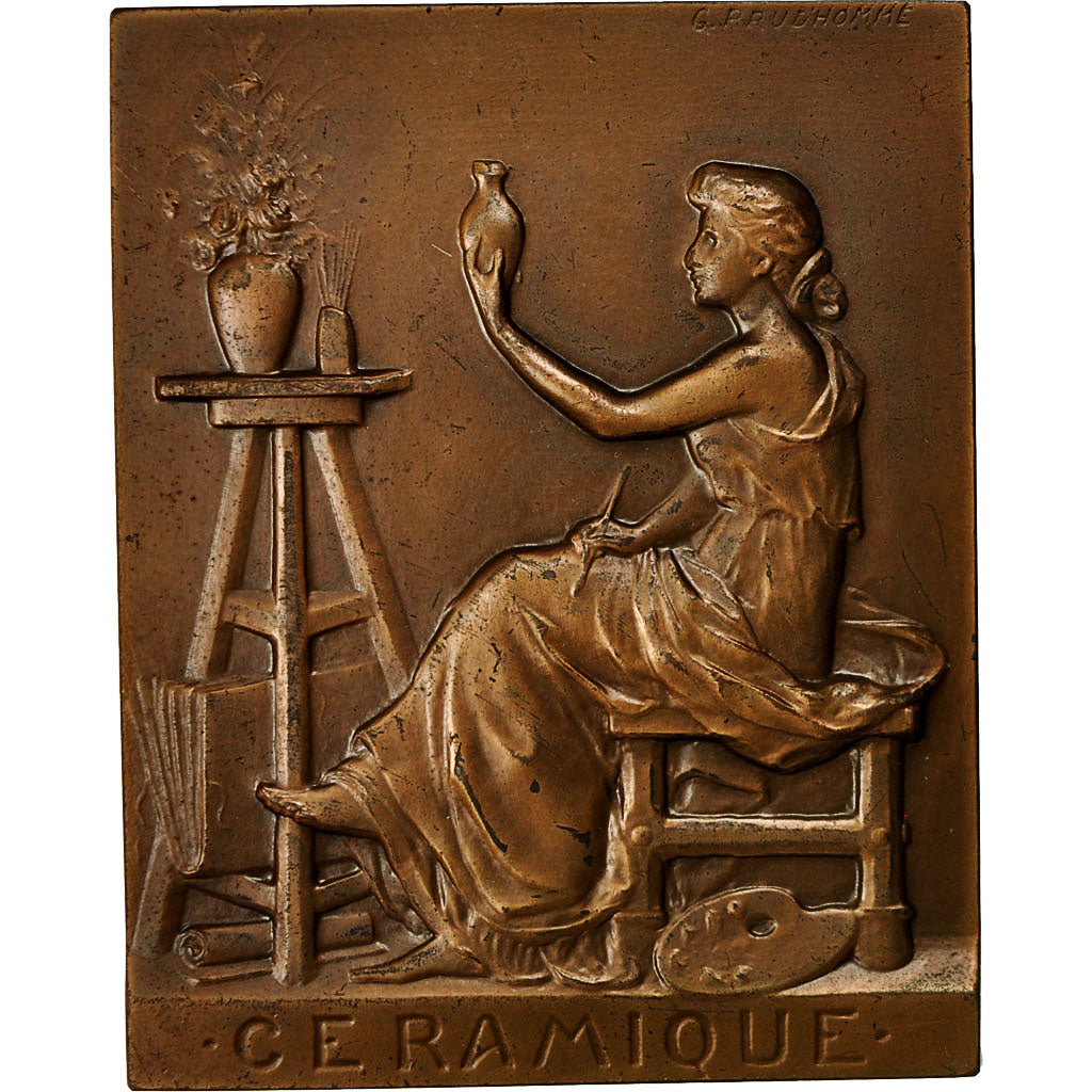Francia, medalla, Art, Céramique, 1976, Prud'homme.G, MBC+, Bronce
