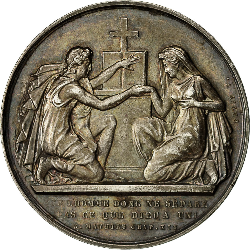 France, Medal, Mariage, Religion, 1865, Petit, MS(60-62), Silver