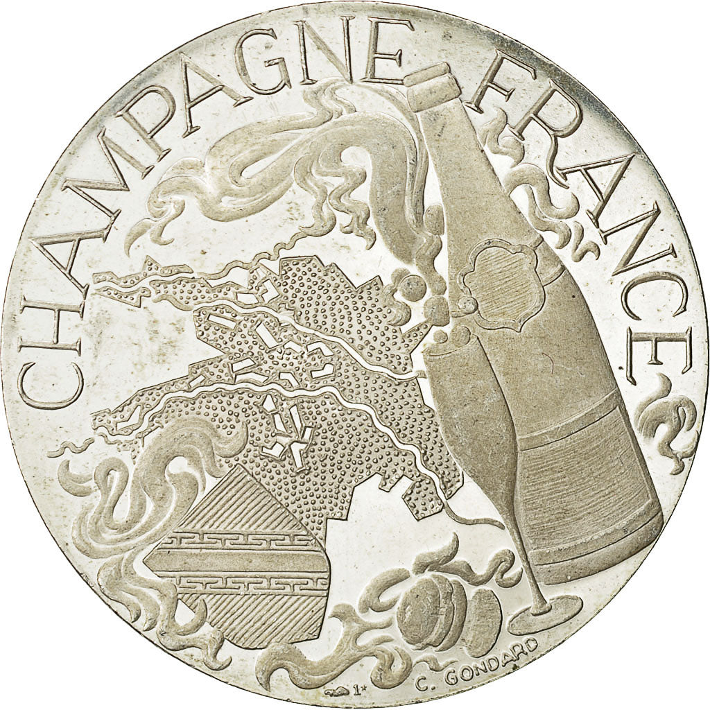 Frankrijk, Medaille, Champagne France, Dom Ruinart, C. Gondard, PR+, Zilver