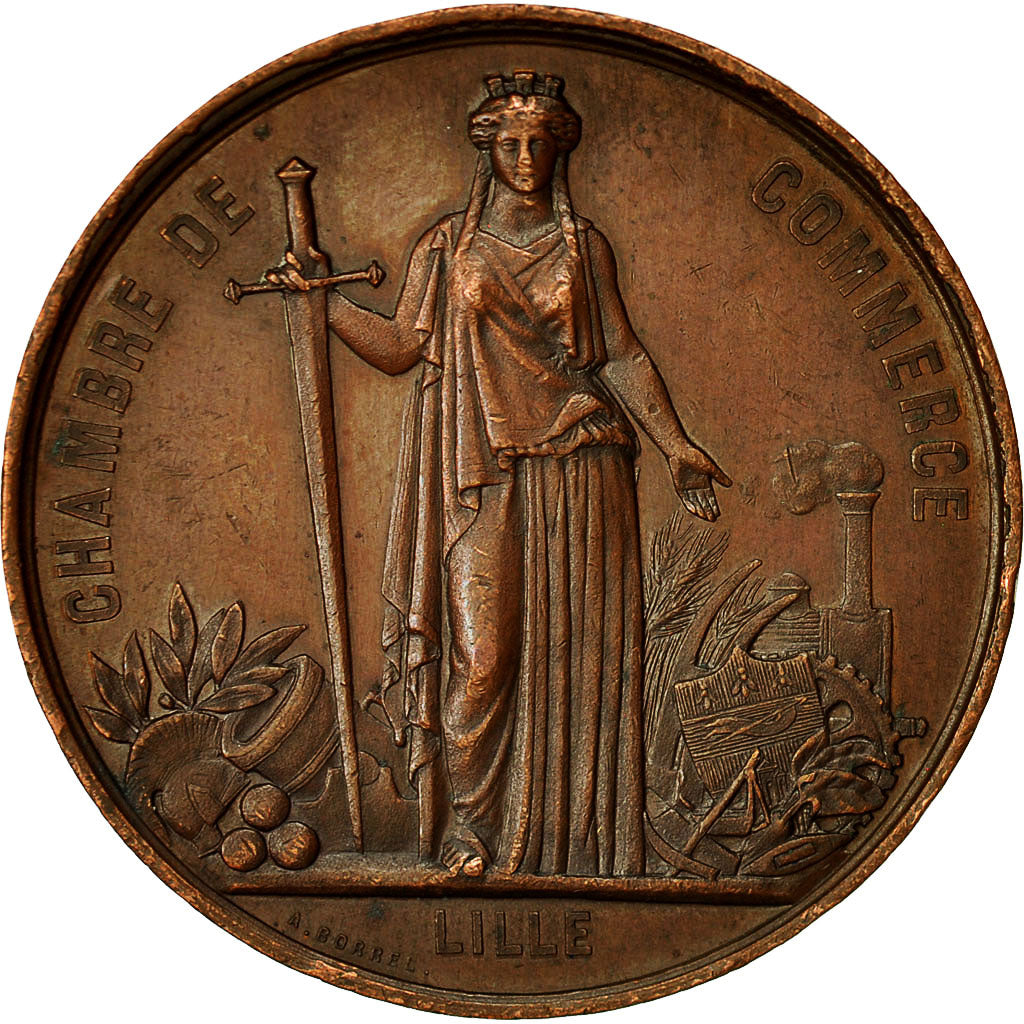 France, Medal, Napoléon III, Visite de la Chambre de Commerce de Lille, 1867