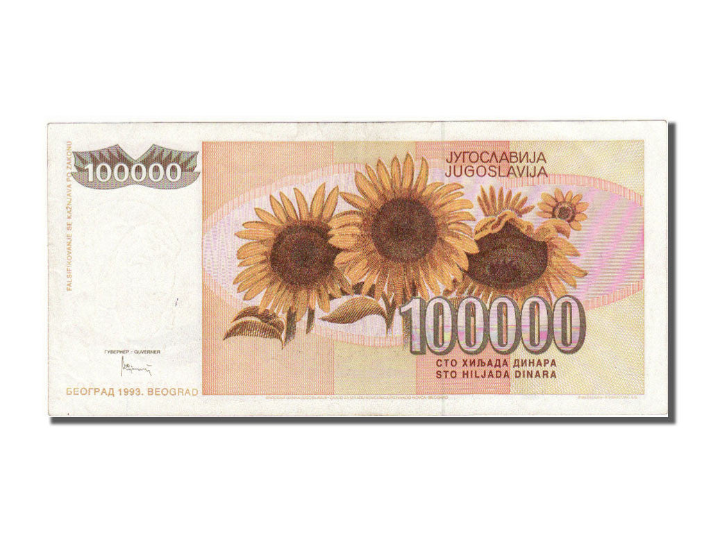 Billete, 100,000 Dinara, 1993, Yugoslavia, SC