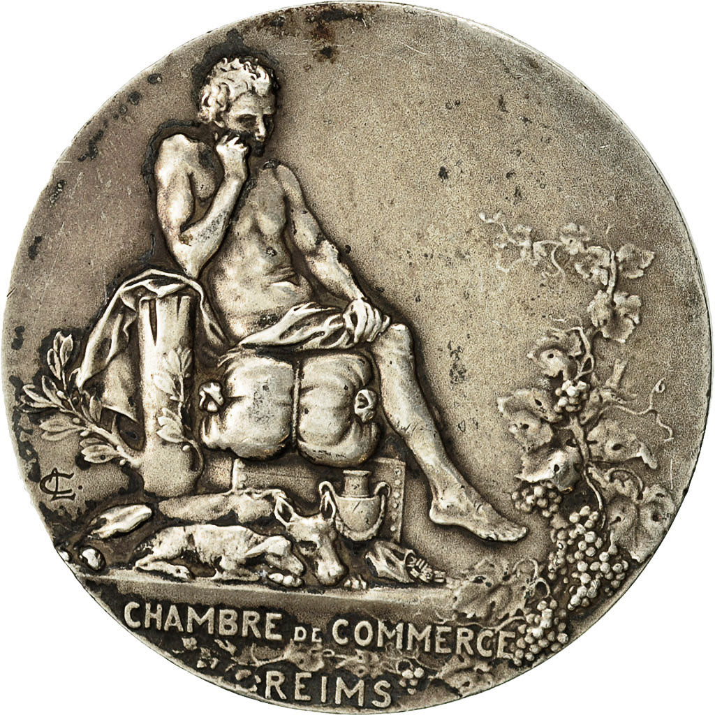 France, Medal, Chambre de commerce de Reims, Coudray, AU(50-53), Silver