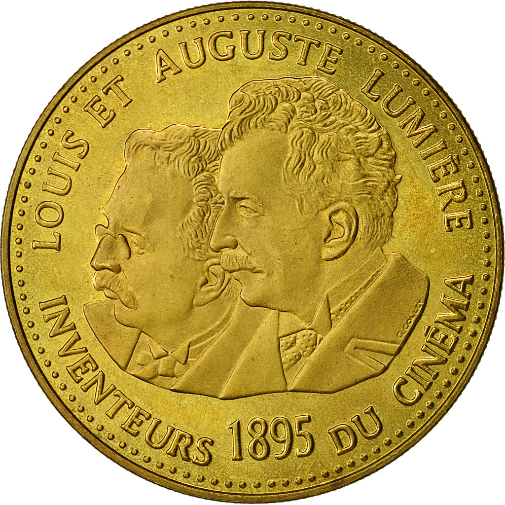 France, Medal, Centenaire du Cinéma, Frères Lumière, 1995, MS(63), Gilt