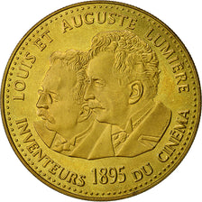 France, Medal, Centenaire du Cinéma, Frères Lumière, 1995, MS(63), Gilt
