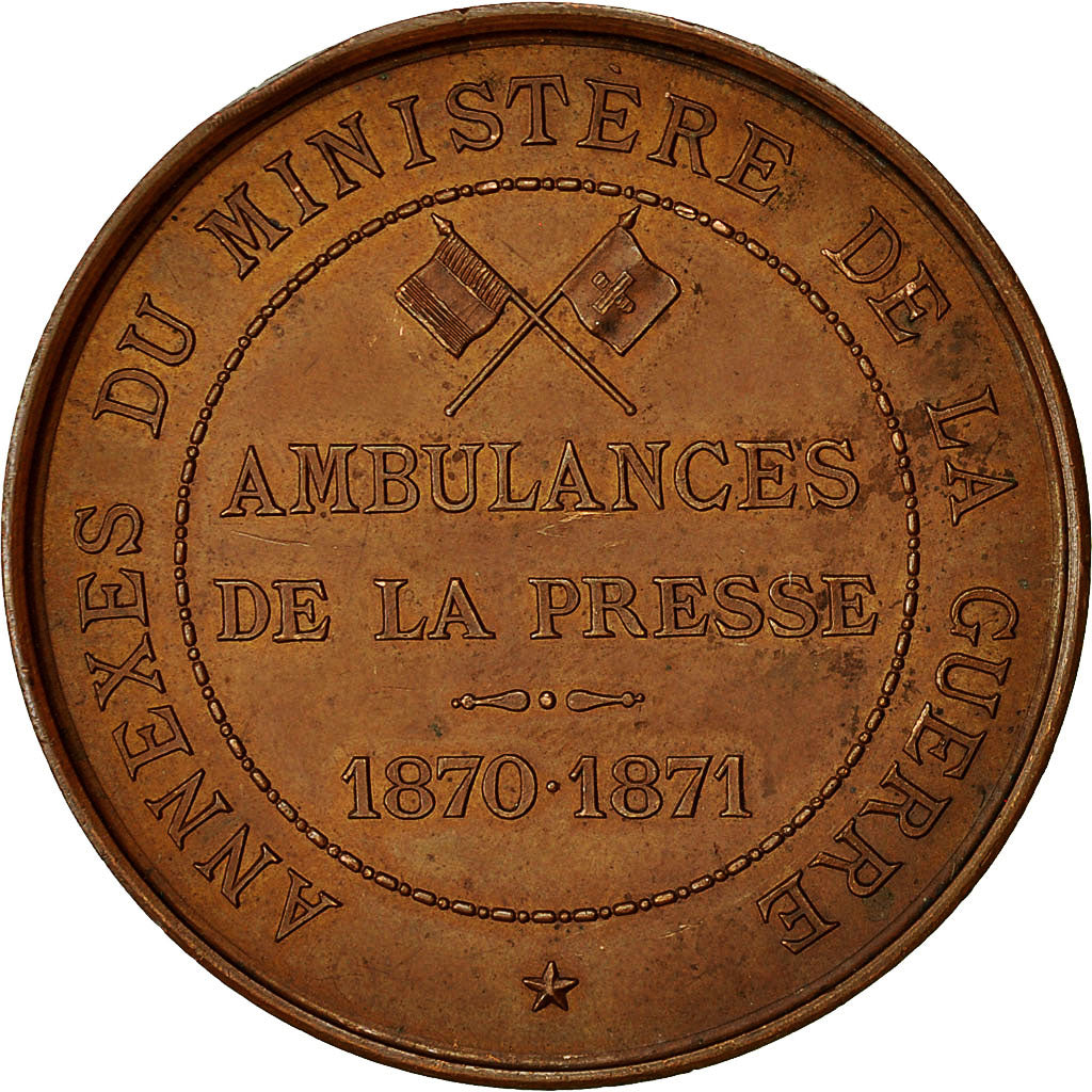 France, Medal, Ministère de la Guerre, Ambulances de la Presse, 1870-1871