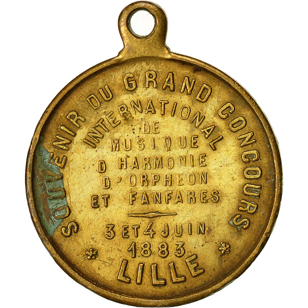Francja, Medal, Concours de Musique de Lille, 1883, AU(50-53), Miedź