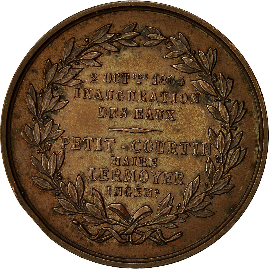France, Medal, Inauguration des Eaux, Ville de Cambrai, 1864, Bugny, AU(50-53)