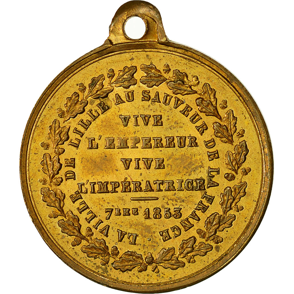 Frankrijk, Medaille, Napoléon III, Sauveur de la France, Lille, 1853, Robineau