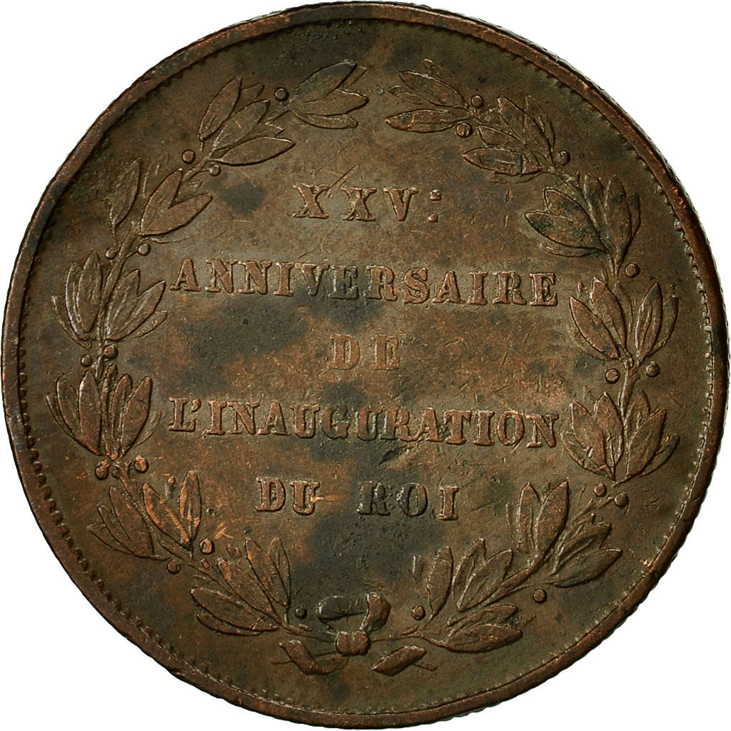 Bélgica, medalla, 25 ème Anniversaire du roi Léopold Ier, 1856, MBC+, Cobre