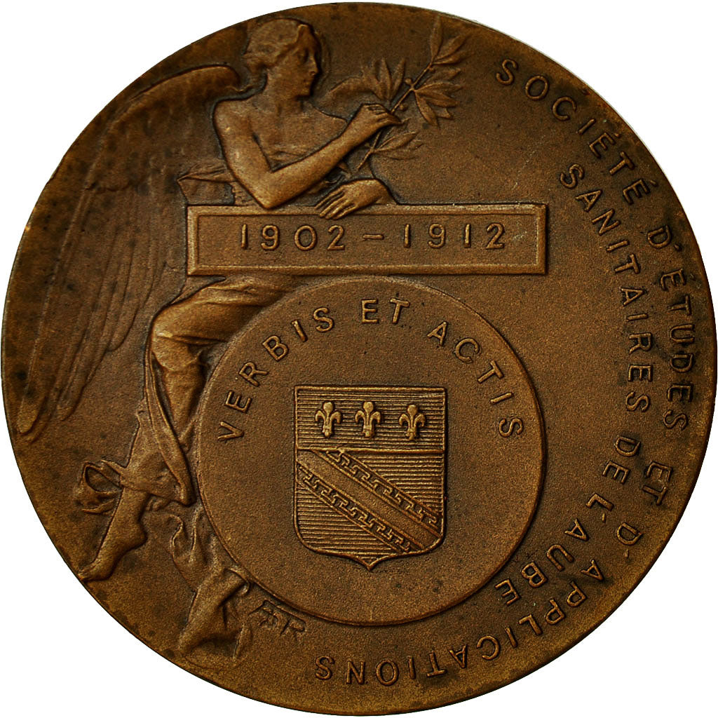 Francia, medalla, Société d'Etudes Sanitaires de l'Aube, 1912, Rivet, EBC