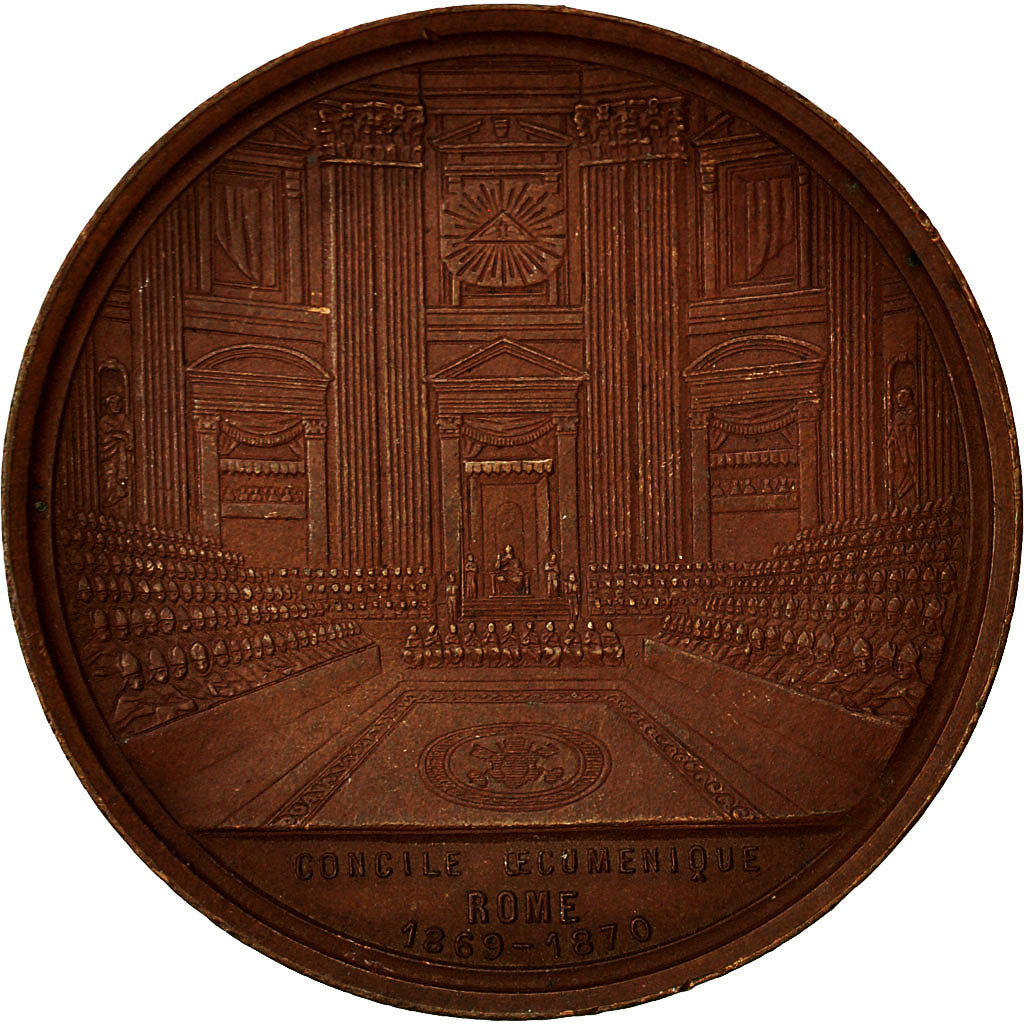 Vatican, Medal, Conseil Oecuménique de Rome, Pie IX, 1870, AU(55-58), Copper