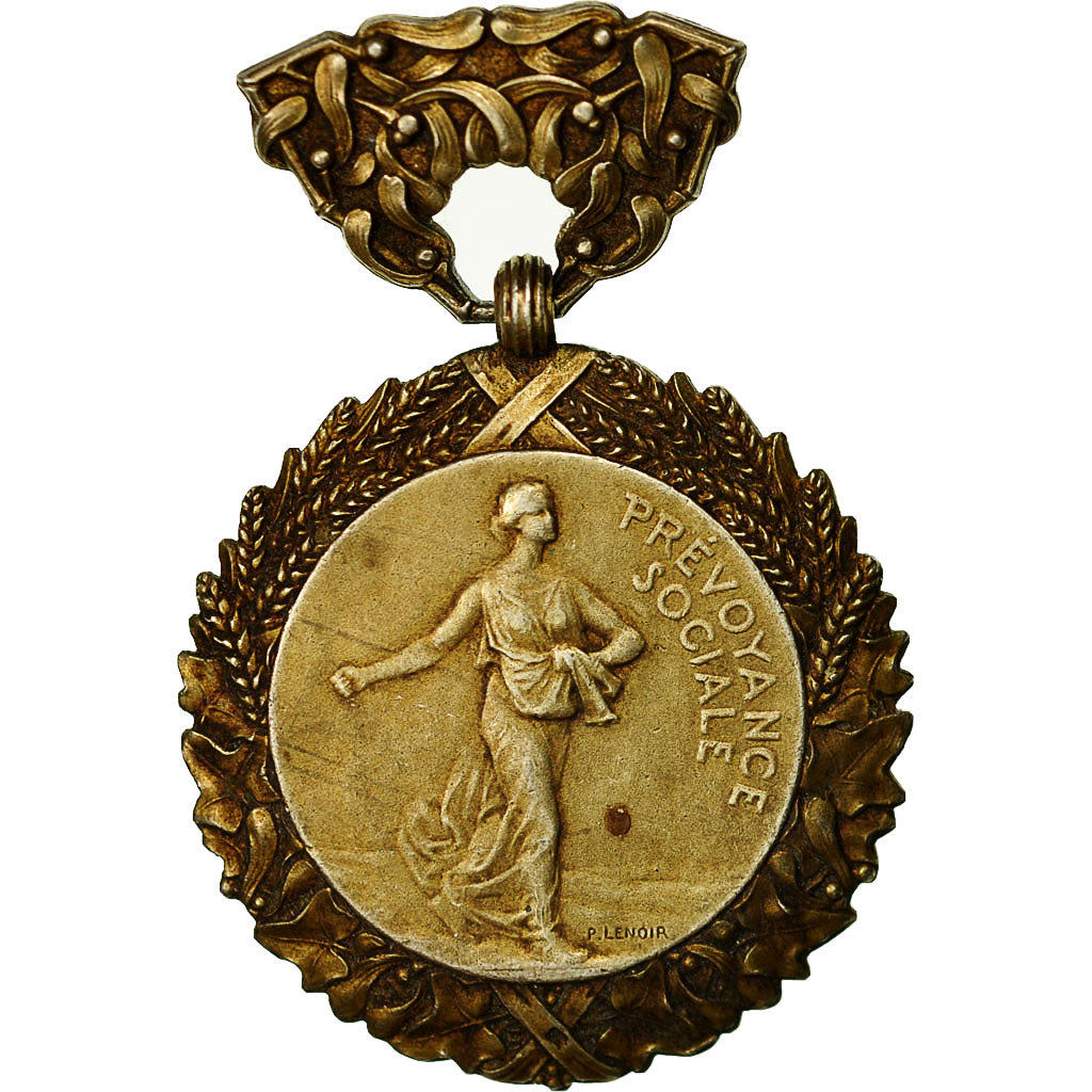 France, Prévoyance Sociale, Medal, Very Good Quality, Lenoir, Vermeil, 32