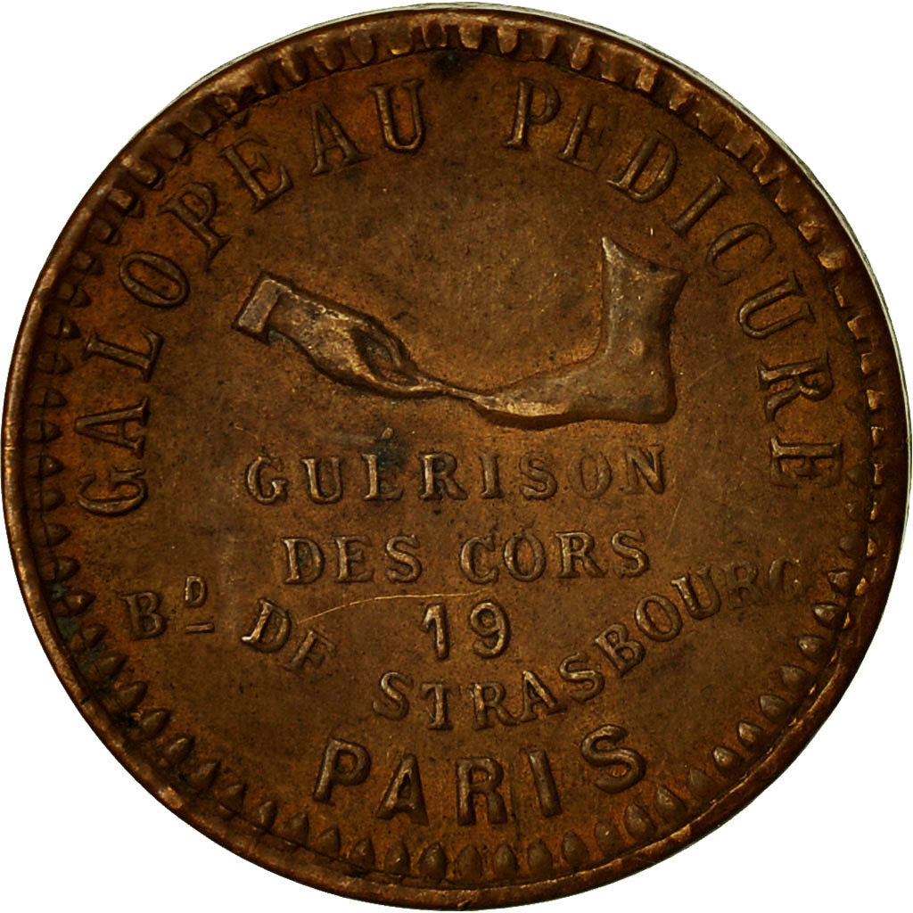France, Jeton, Galopeau Pédicure, Guérison des Cors, Paris, TTB+, Cuivre