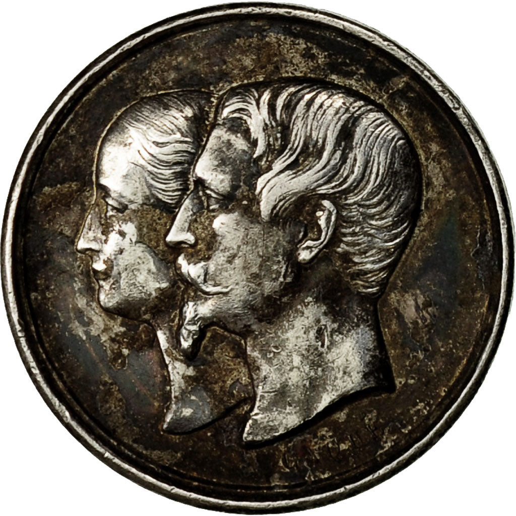France, Médaille, Napoléon III, Naissance de Louis Napoléon, 1856, Caqué