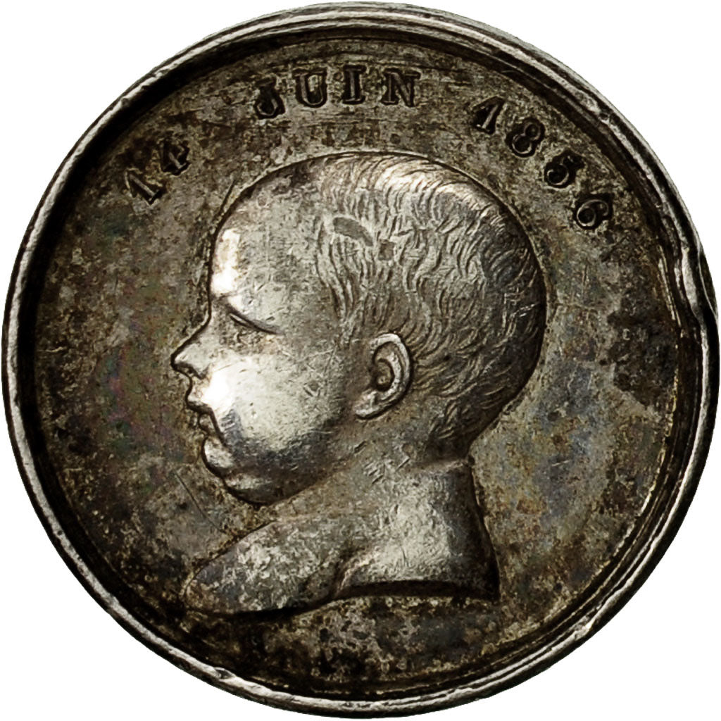 France, Médaille, Napoléon III, Naissance de Louis Napoléon, 1856, Caqué